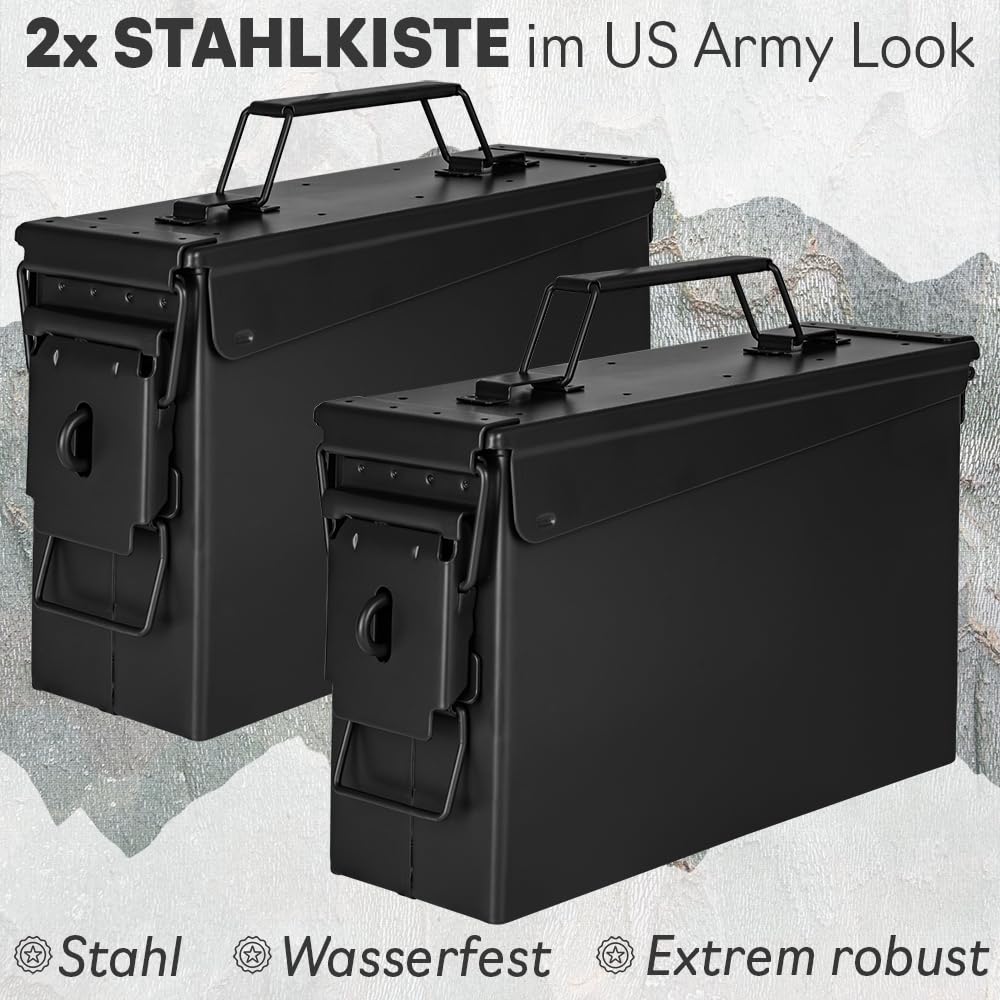 Trucky Boîte à munitions en métal avec couvercle, armée
