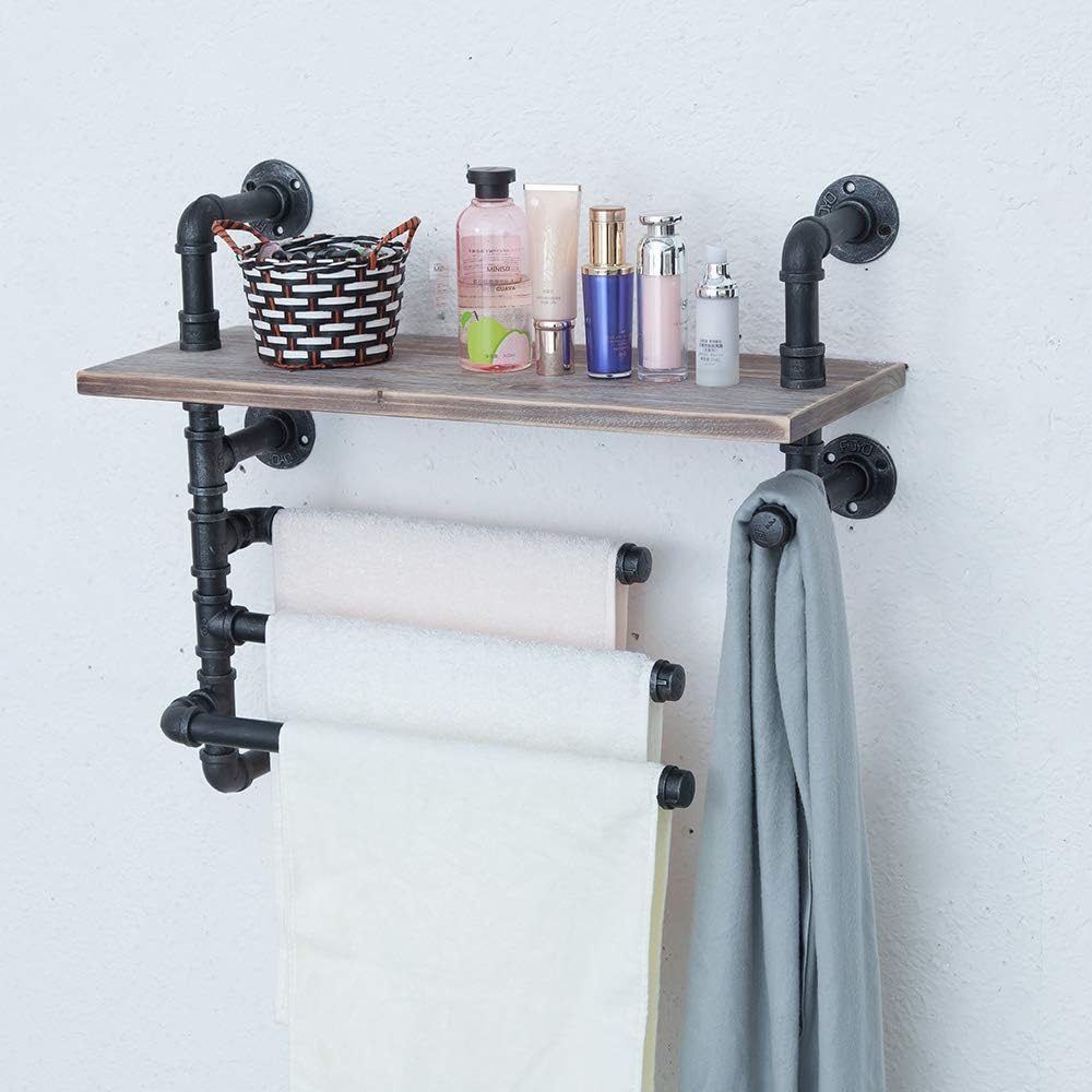 Fеаturеd Prоduсt Industrial Towel Rack with 3 Towel Bar,24in Rustic Bathroom Shelves Wall Mounted,Farmhouse Pipe Shelving Wood Shelf,Metal Floating Shelves Towel Holder,Iron Distressed Shelf Over Toilet Buу 1 gеt 1 Industrial Towel Rack with 3 Towel Bar,24in Rustic Bathroom Shelves Wall Mounted,Farmhouse Pipe Shelving Wood Shelf,Metal Floating Shelves Towel Holder,Iron Distressed Shelf Over Toilet