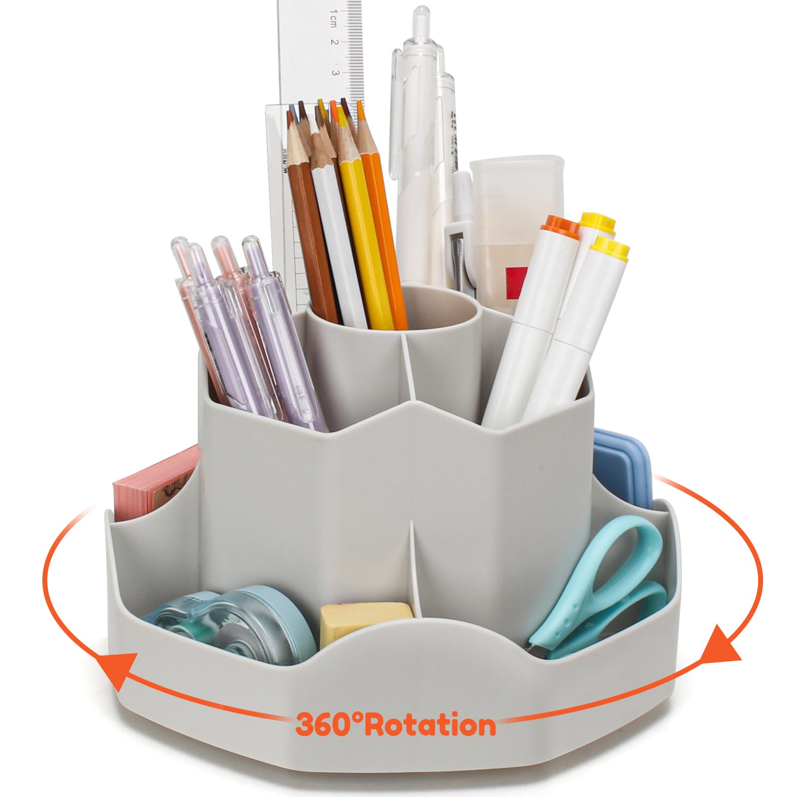 Euqvunn Rotating Pencil Pen Holder for Desk Pen Pot Desk Organiser with 9 Independents