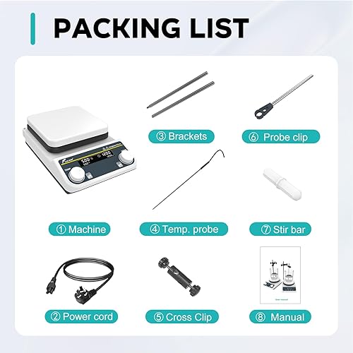 Miniatura 7 de LAB FISH Agitador magnético de 8L placa caliente 590.0 F590 Mezclador de agitación digital calentado 50-1500 rpm (digital, sin función de