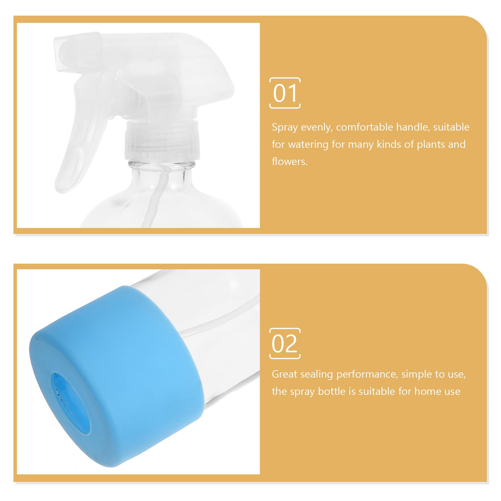 3 Stück-pack Wiederbefüllbare Glas Sprühflaschen 500ml mit Rutschfestem Silikonboden Feiner Nebelspray für Garten Auto Haushalt Transparente Leere Sprühflasche