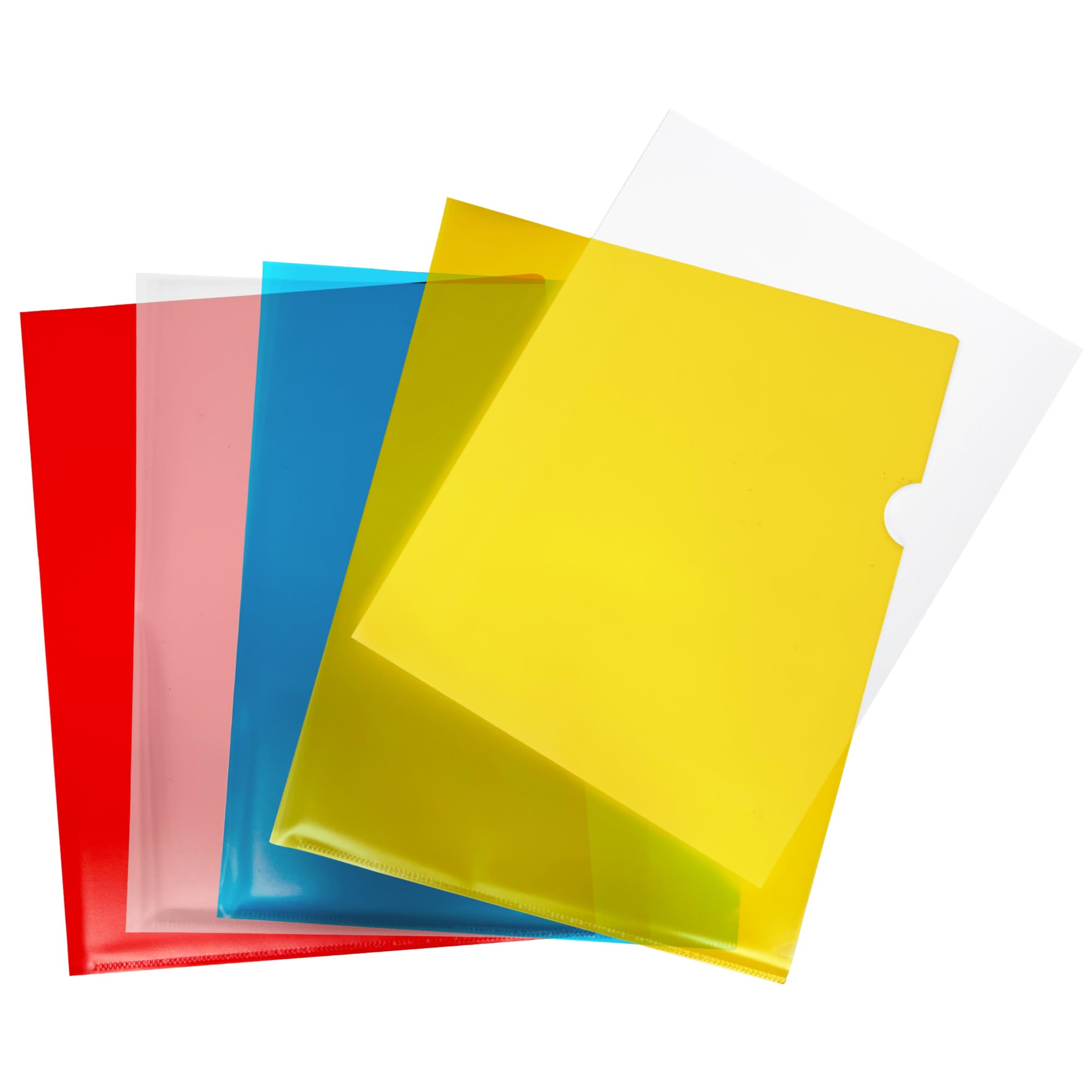 Pack of 200 A4 Assorted Colour L Shaped Open Top and Side Report File Folders - Document Filling, Bussiness, Office Supplies