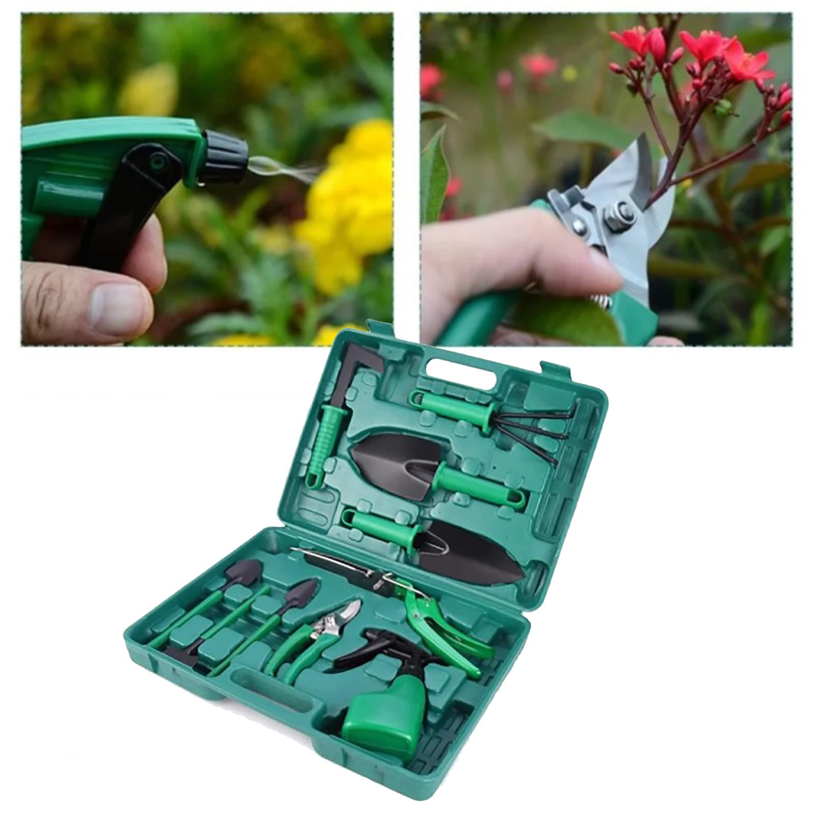 10 Piezas Conjunto de Herramientas de Jardín, Hierro Excelente Artesanía Práctico Conjunto de Herramientas de Jardín, Regalos de Mujer de Alta Resistencia con Caja de Almacenamiento, para Mujer