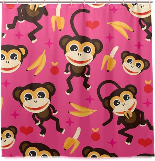 Amazon Lubataga シャワーカーテン シームレスな愛らしい子供猿バナナイラスト 防水 浴室 お風呂 バスカーテン 洗面所 間仕切り 目隠し用 Hdデジタル印刷 取付簡単 1 180cm シャワーカーテン ホーム キッチン オンライン通販