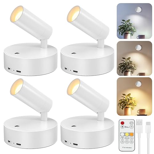 Rechargeable Spot Lights Indoor 4-Pack White Wireless Spotlight Uplighting |