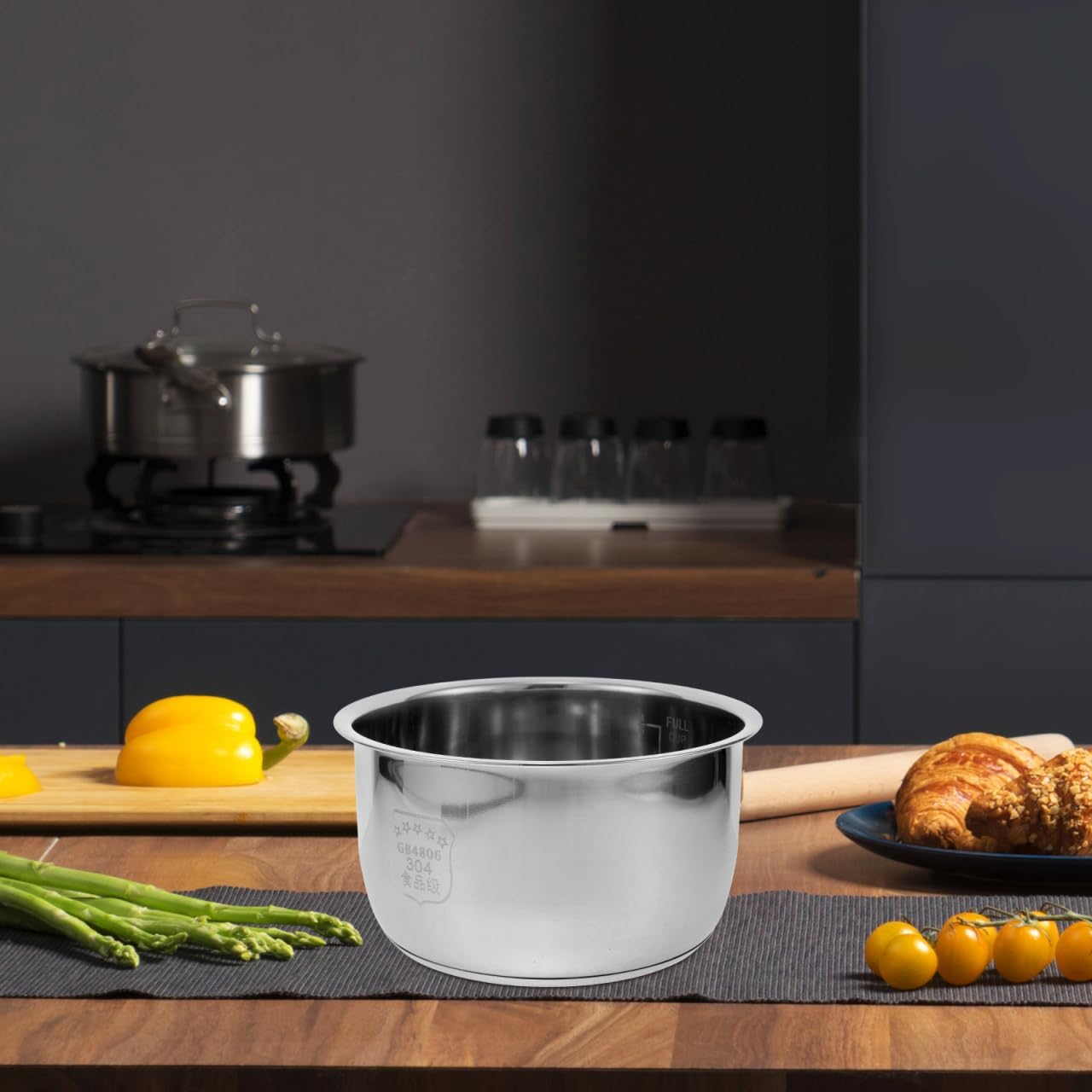 Stainless Steel Rice Cooker Inner Pot, Stainless Steel Rice Cooker Inner Pot Replacement Universal Replacement Scaled Kitchen Accessory