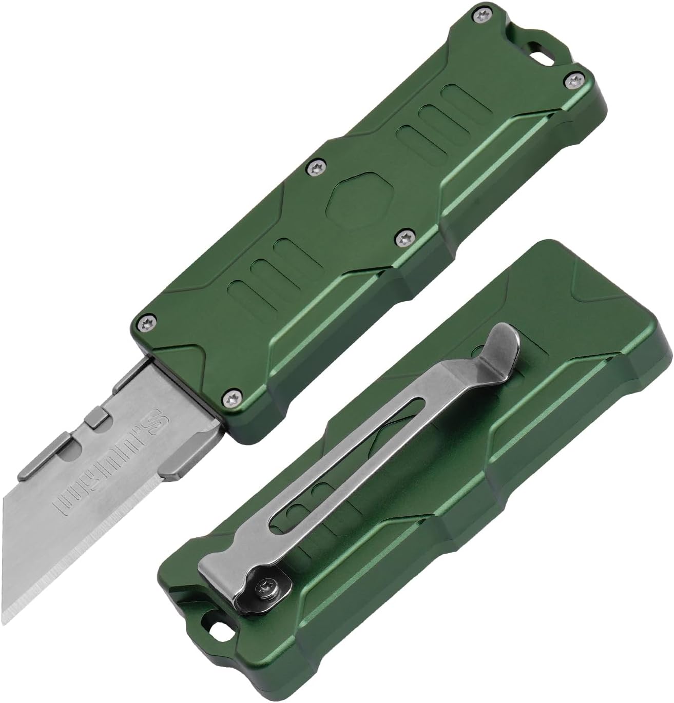 Aluminum Alloy Utility Knife with Clip, Box Cutter 10PCS Blades Replacement, Pocket Knife For Outdoor