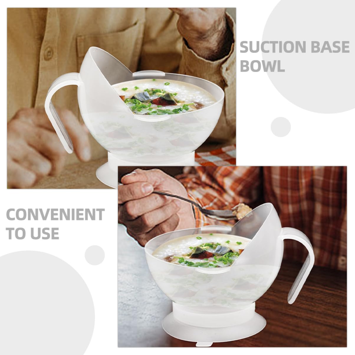 4piezas Bowl Antideslizante Ventosa Para Personas Mayores y Discapacitadas Tazón Para Evitar Derrames y Caídas De Utensilios De Comida Para Ancianos y Ayuda La Alimentación