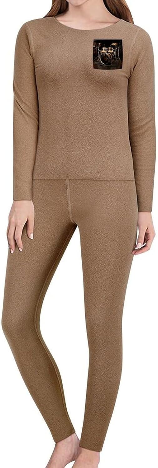 Women's Drum Set Thermal Underwear Set Soft Long Johns Base Layer Top & Bottom for Cold Weather