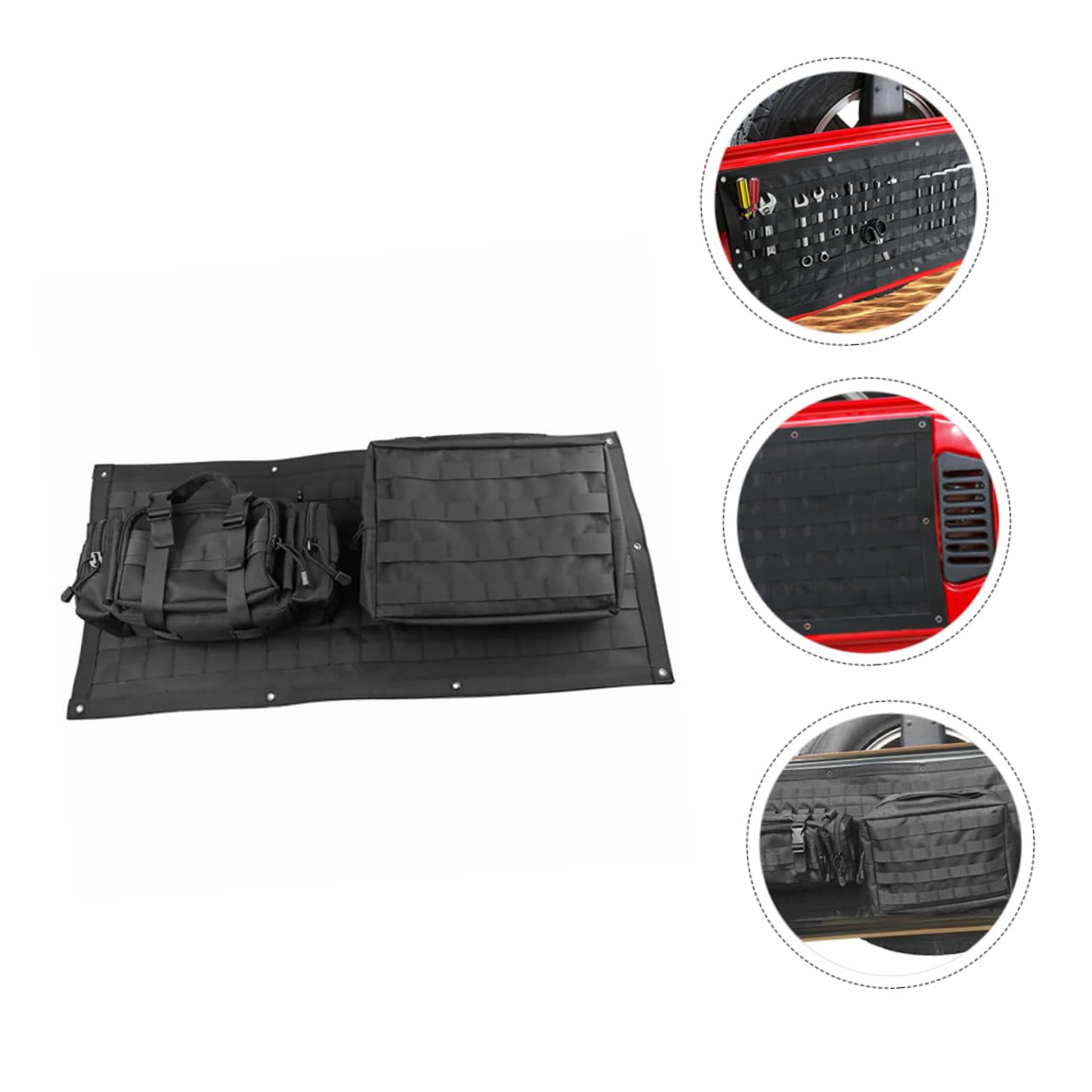Borsa Organizer per Portellone, Nylon Nero, Accessorio Auto | Tasca Posteriore per Cellulare e Kit Utensili, Finiture Curate, Kit per Modifica Veicolo