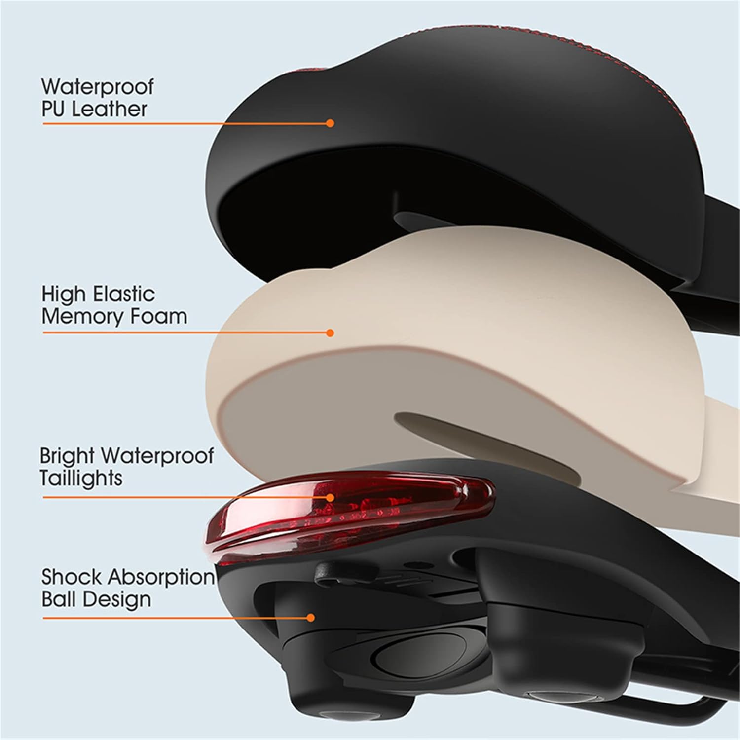 Comfortable Memory Foam Bicycle Saddle for Men & Women Road Bike Racing Saddle Hollow Waterproof Breathable Riding Saddle Equipment with Reflective Strip