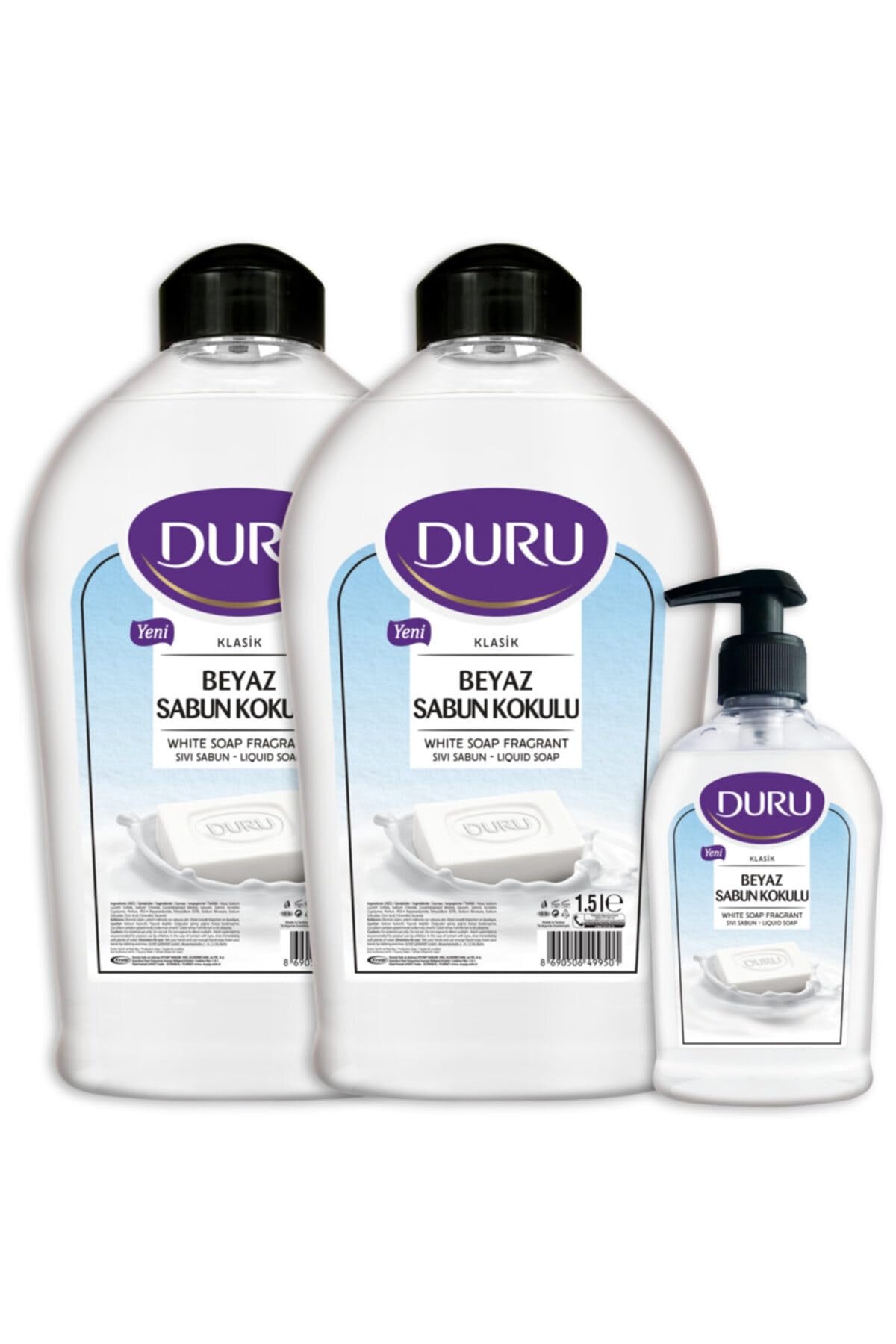 Duru Beyaz Sabun Kokulu Sıvı Sabun 1,5+1,5+300ml