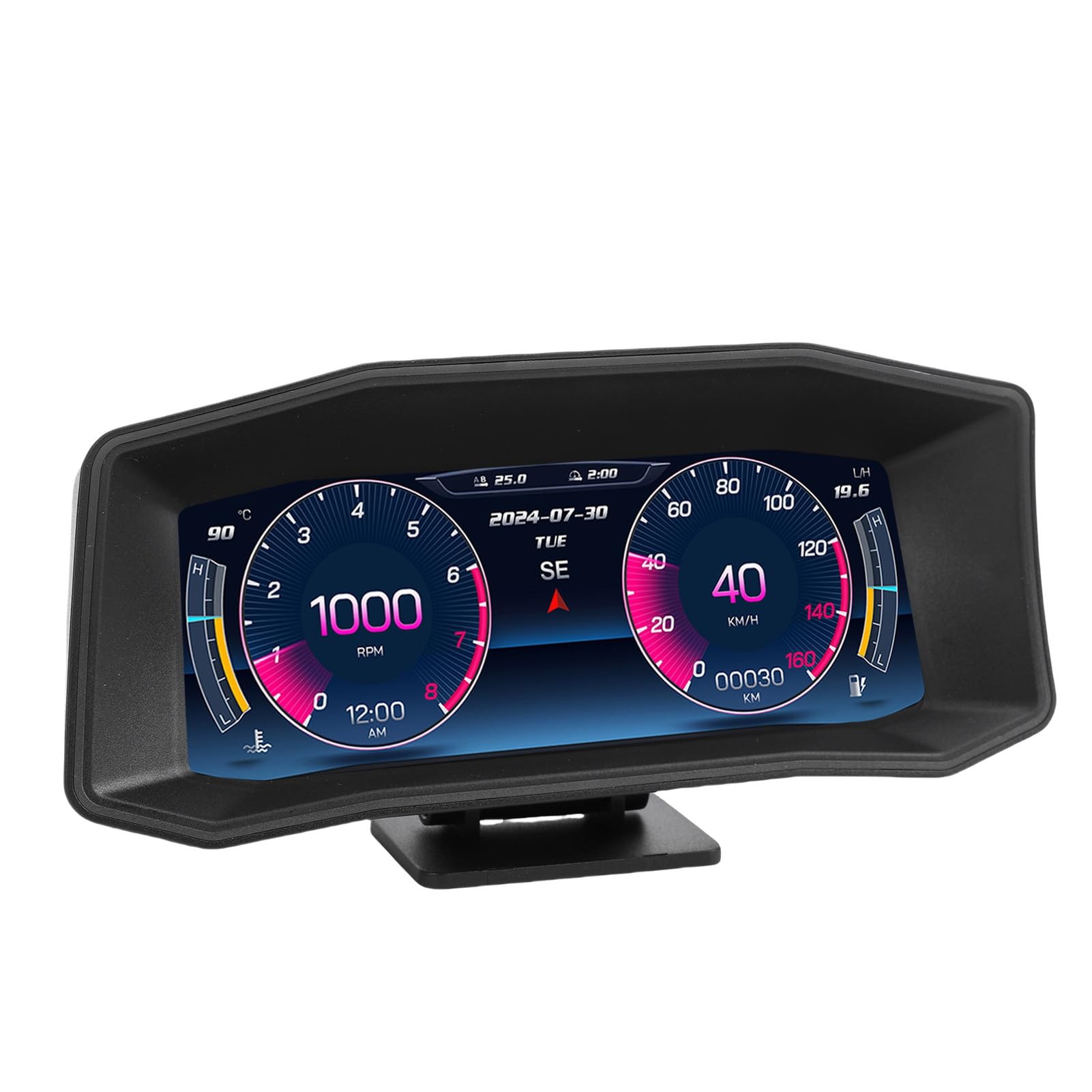 Pantalla HUD para automóvil Inclinómetro preciso Acelerómetro Velocímetro digital para vehículo con OBDII Plug and Play Ajuste automático de brillo para seguridad en la con