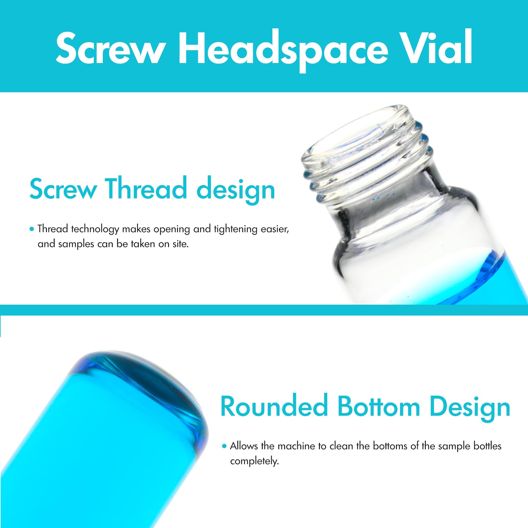 ALWSCI 100 Frascos de Vidrio 20 mL, Cristal Transparente de Borosilicato, Fondo Redondeado, Cierre Magnético de Precisión de 18 mm, con Revestimiento de Silicona azul PTFE/Blanco
