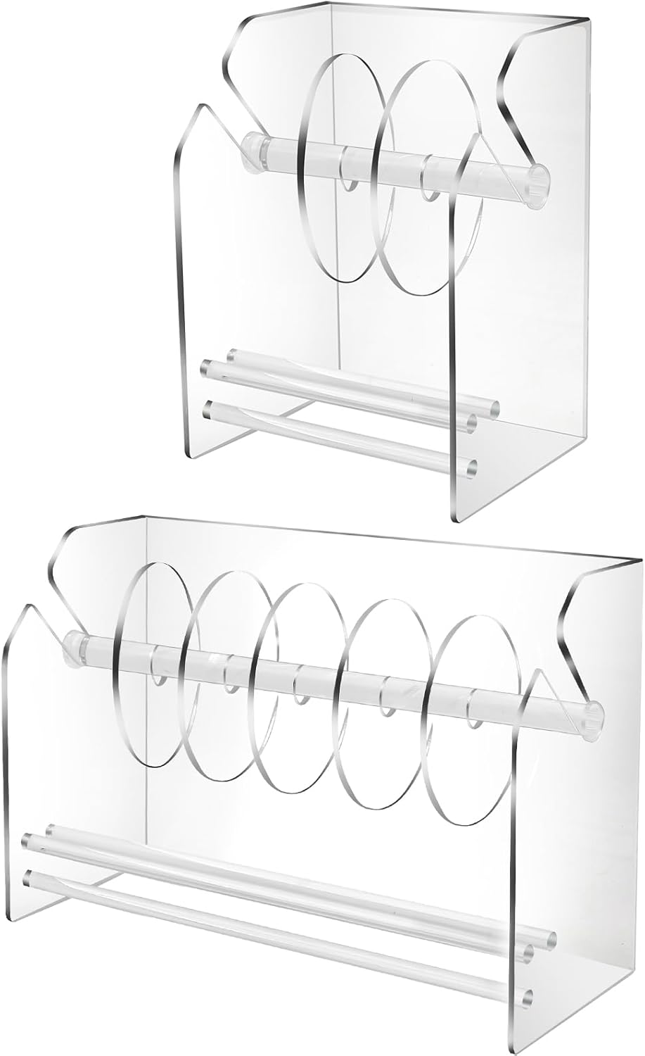 2 Pcs Adjustable Label Dispenser Acrylic Sticker Dispenser Sticker Roll Holder Label Sticker Holder Organizer Label Roll for Home, School and Office(3 & 6 Disks)