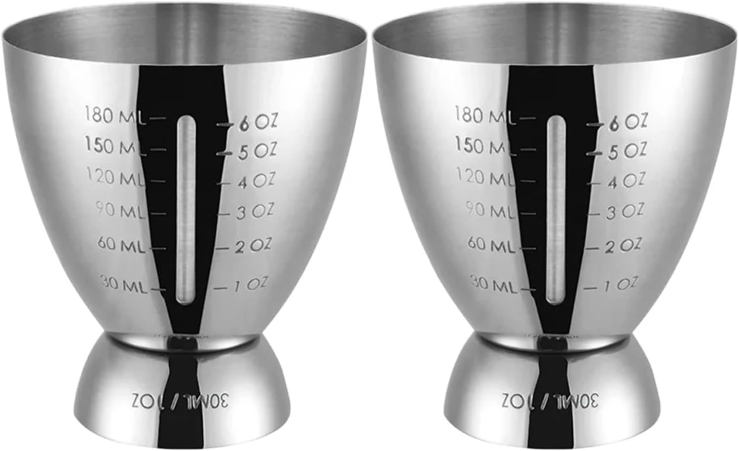 Bar Cocktail Jigger Measured Double 1-6 Oz Measuring Jiggers, Stainless Steel Tools Cup Shaker 304(2PC)
