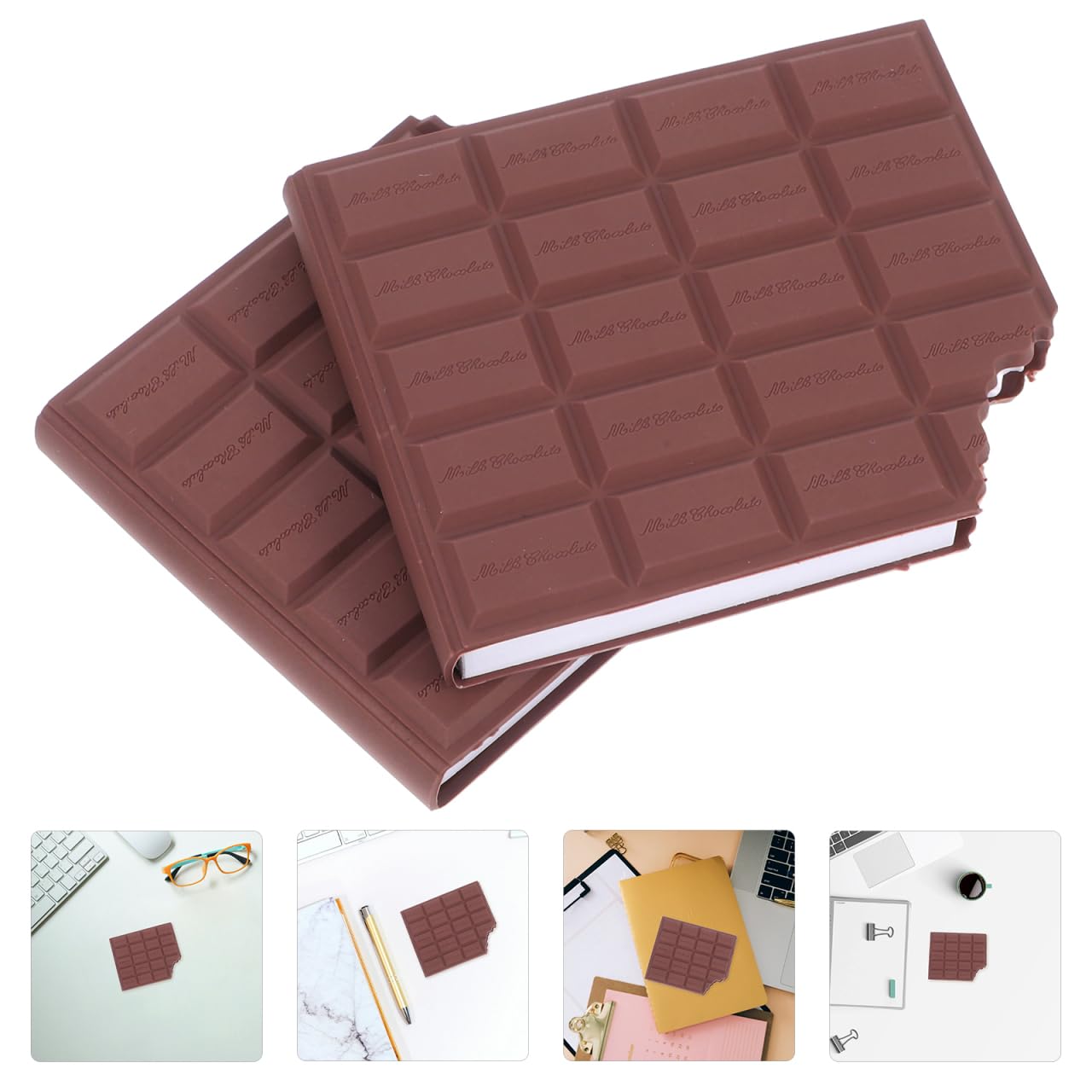 2Pcs Chocolate Scented Memo Pad - Realistic Chocolate Shaped Notebook Creative for Office School & Home (Pack of 2)