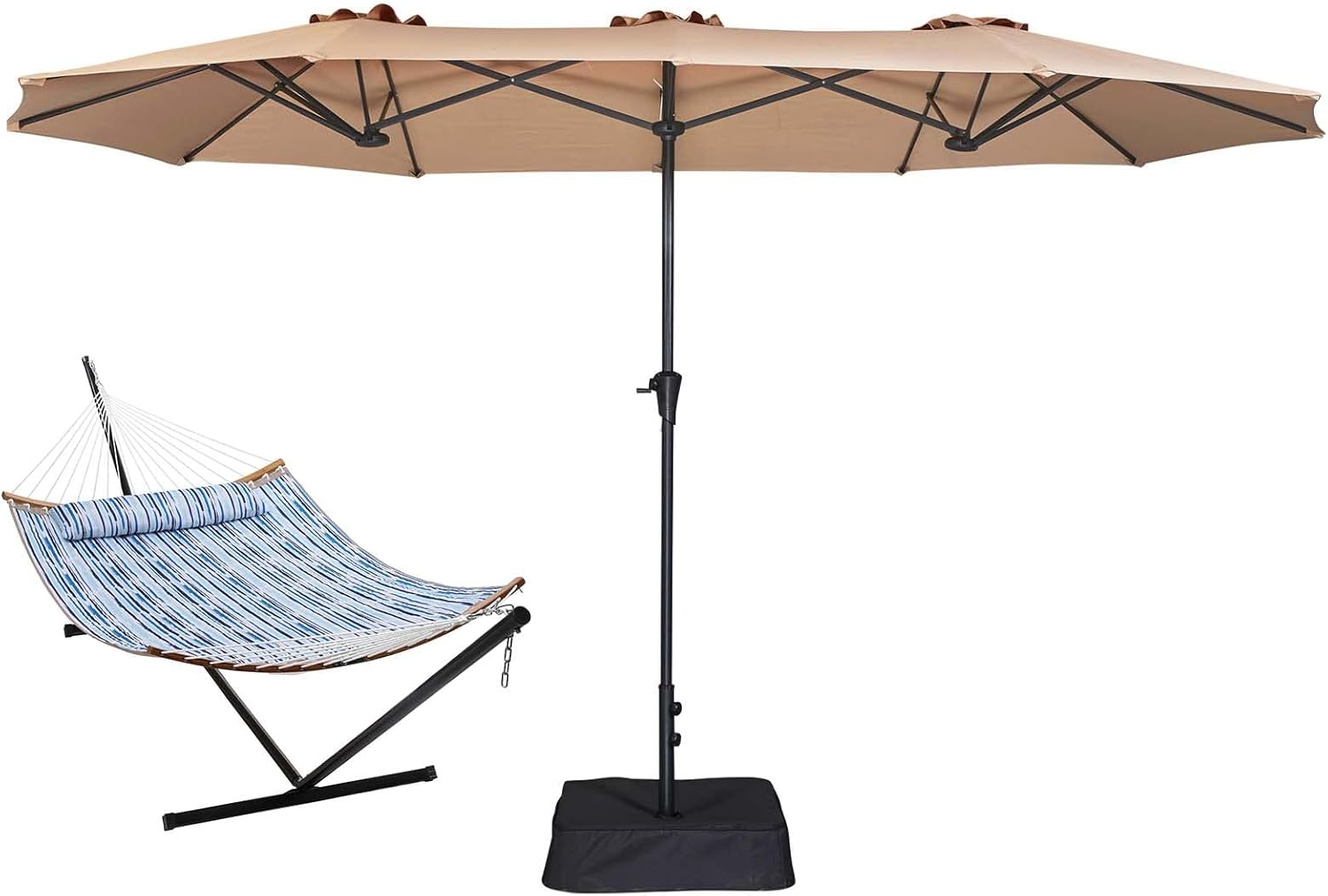 SUPERJARE Hammock with Stand and 13FT Outdoor Patio Umbrella with Base Included