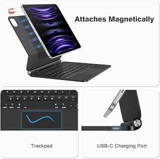 Fogy Ipad Air 11 4/5 Nesil M1/M2/M3 Çipli 10,9 ile Uyumlu Magic Keyboard Touchpad Işıklı Klavyeli Kılıf