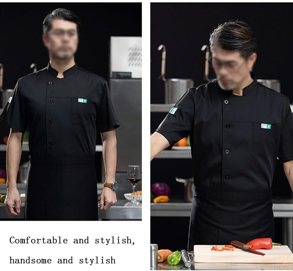 Short Sleeve Unisex Chef Coat Kitchen Cooking Chef Uniform Short Sleeve Breathable Chef Jacket for Women Men