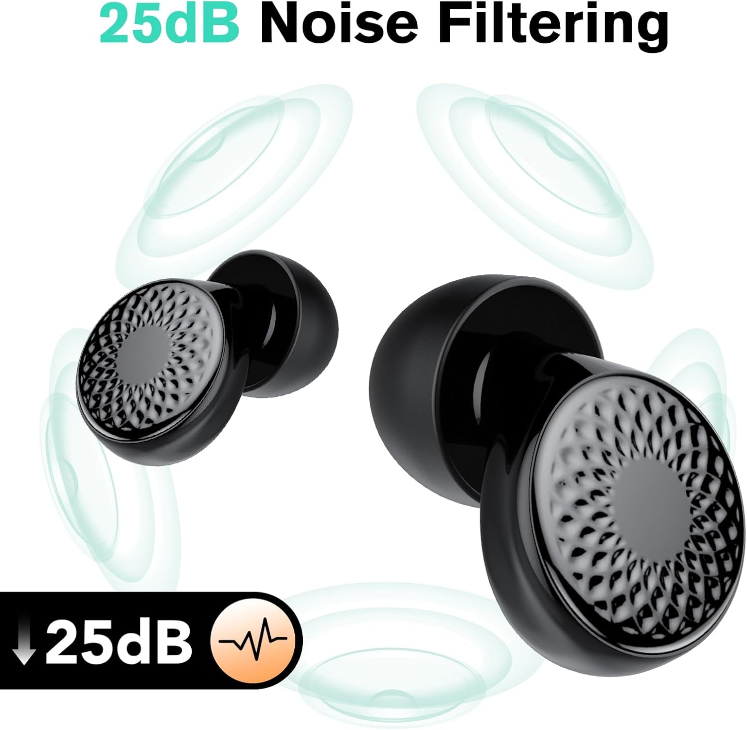 Concert Ear Plugs, High Fidelity Earplugs, Comfortable Ear Plugs for Concerts,4 Pair Ear Tips in S/M/L/XL, 18-25 dB Musician Ear Plugs for Noise Cancelling, Rave, Work, Musicians（Translucent Black）