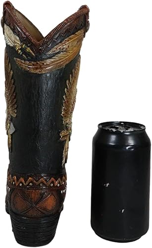 Miniatura 7 de Ebros Gift Rústico Country Western Indian Skull Chief con tocado de cuero sintético de vaquero botas de vaquero decorativas florero o macetero