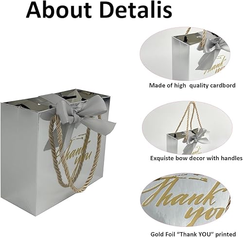 Miniatura 10 de TKSBAG Paquete de 50 bolsas pequeñas de regalo de agradecimiento con asas de 5.5 x 2.5 x 4.7 pulgadas, mini bolsas de regalo negras a granel