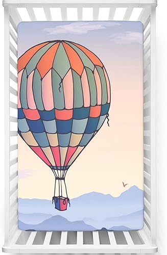 Sábana bajera ajustable con temática de globo aerostático para cuna, sábana bajera estándar suave y transpirable, sábana de colchón para cuna o