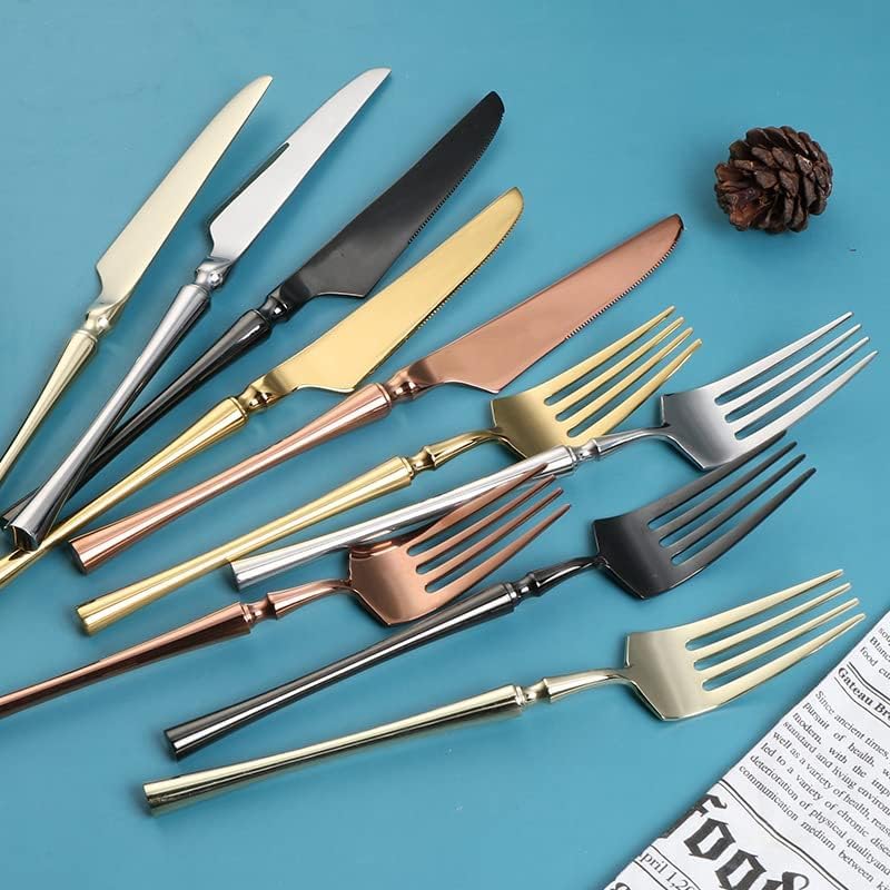 Geschirr, Besteck, Edelstahl, Besteck, Löffel und Gabel, Set, Reisebesteck, Set aus goldenem Besteck, 30-teiliges Tafelservice (schwarz)