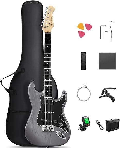 DONNER DST-80 Electric Guitar 39” Beginner Electric Guitar Kit with Amp, Classic SSS Pickup Complete with Gig Bag, Tuner, Capo, Strap, Picks, and Free Online Lessons