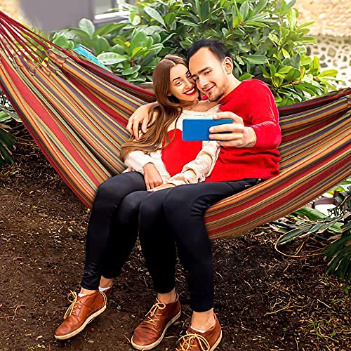Norida Indoor Hammock Garden Cotton Hammocks With Tree Straps For Hanging Durable Up To 450Lbs,Portable With Travel Bag, Comfortable Fabric Perfect For Outdoor Porch Patio Backyard (Flame Red) #TOP6
