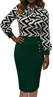 Work Dresses for Women Formal Long Sleeve Wear to Work Office Business Church Dress Elegant Party Midi Pencil Dresses