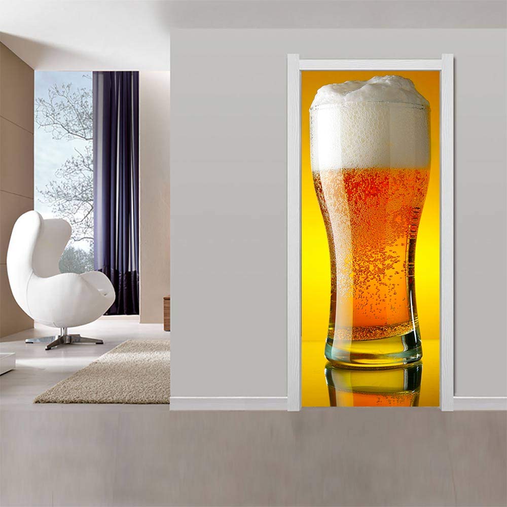 Papier peint de porte chope de bière 3D pour cage d'escalier