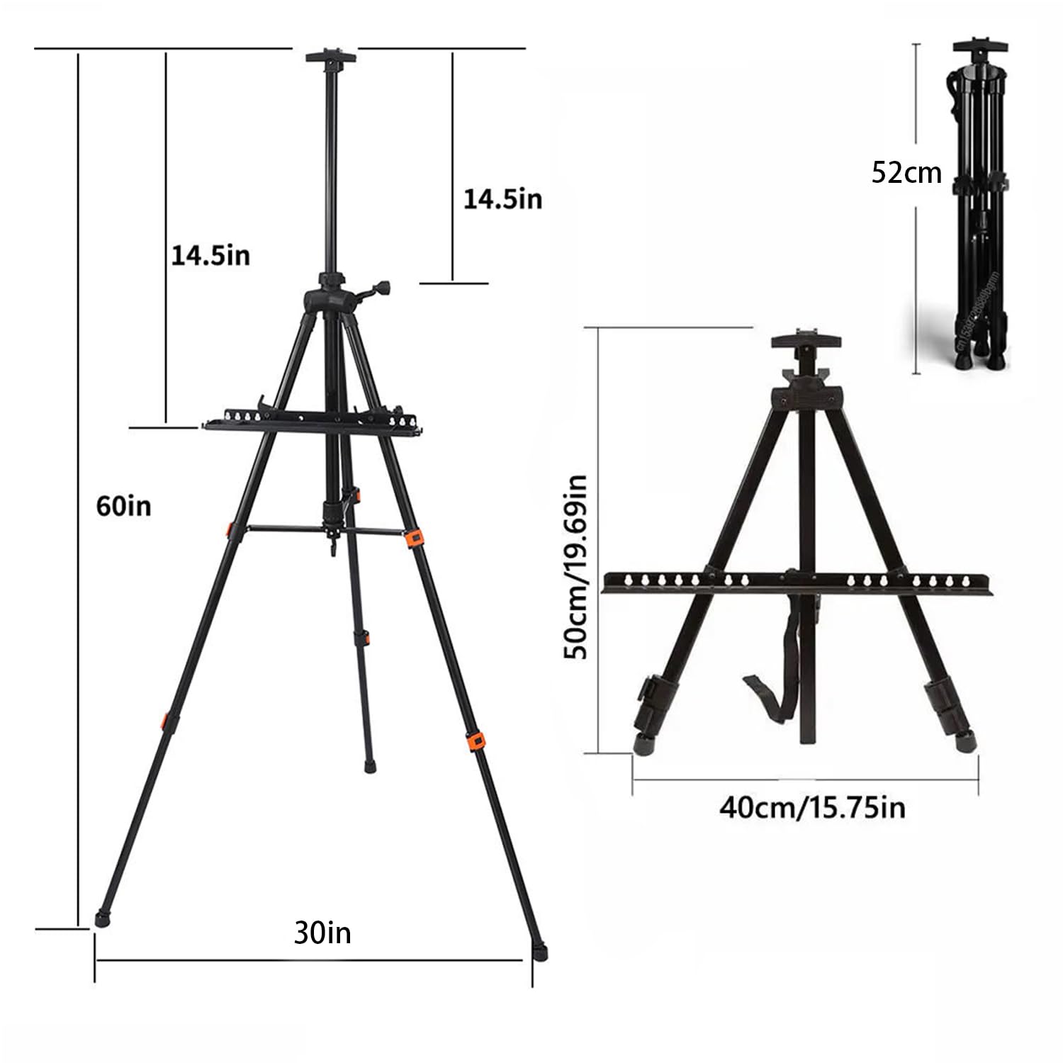 Staffelei Groß,50-155 Cm Lang,Atelierstaffelei, Künstlerstaffelei,Höhenverstellbar, Mit Wasserwaage,Klappbare Staffelei Mit Tragetasche, Ideal Für Poster,Leinwände Und Ausstellungen