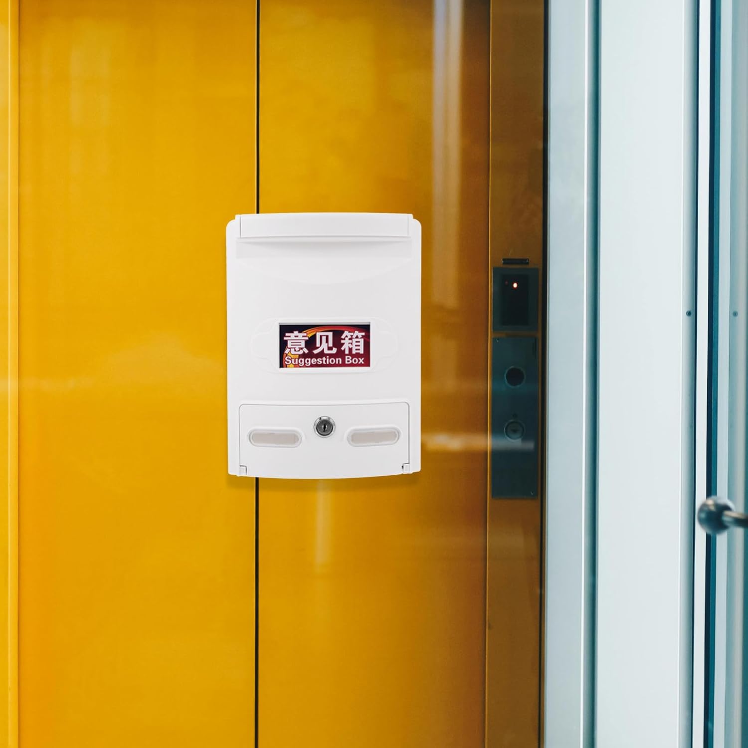 Lockable Wall-Mount Mailbox White Plastic Suggestion Box with Key Security Mailbox for Outdoor Home Office Voting and Donation Use