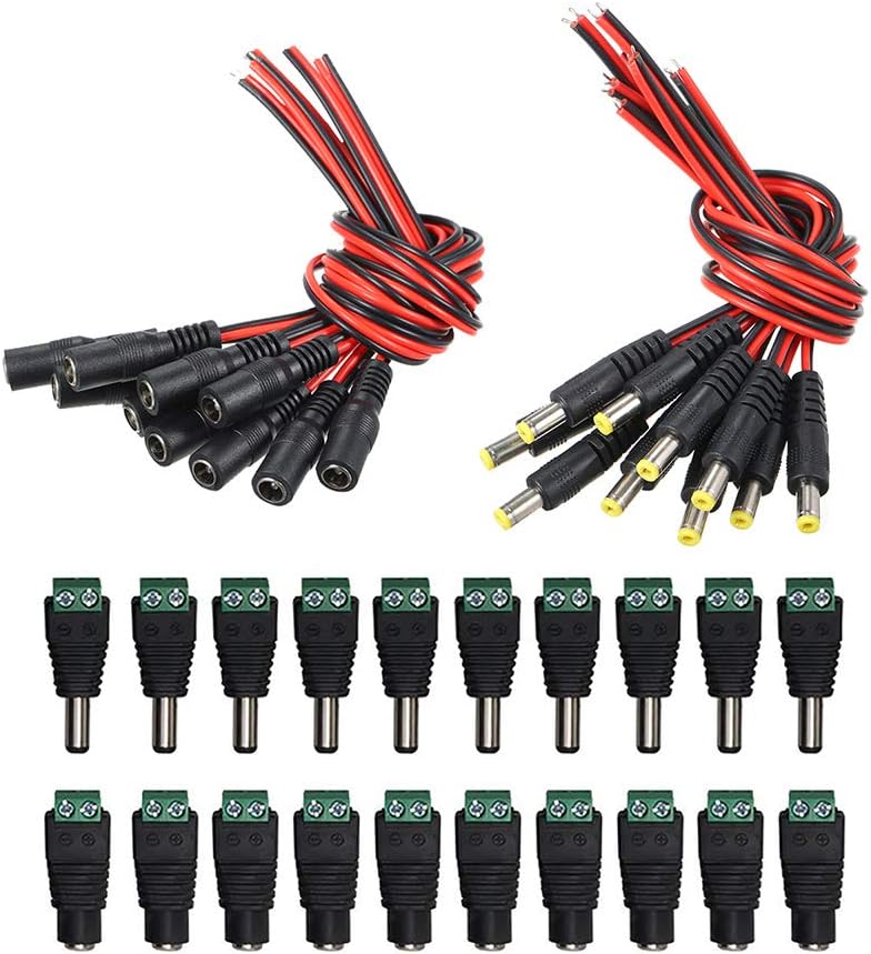 Create Idea DC Power Kabel 5.5mmx2.5mm - 16AWG Stromkabel Mit Blankem Draht Für Gitarrenpedal & CCTV
