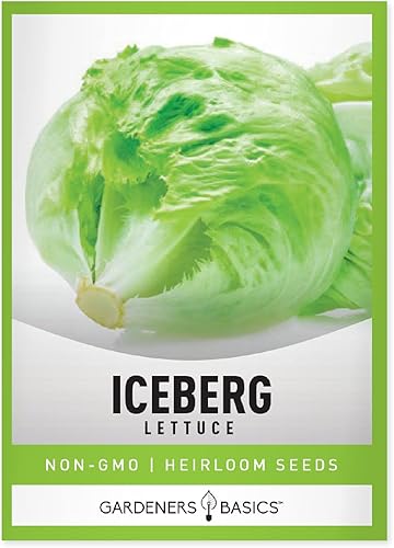 Gardeners Basics, Semillas de lechuga iceberg para plantar, reliquia (cabeza), variedad vegetal sin OMG, 0.07 onzas de semillas ideales para