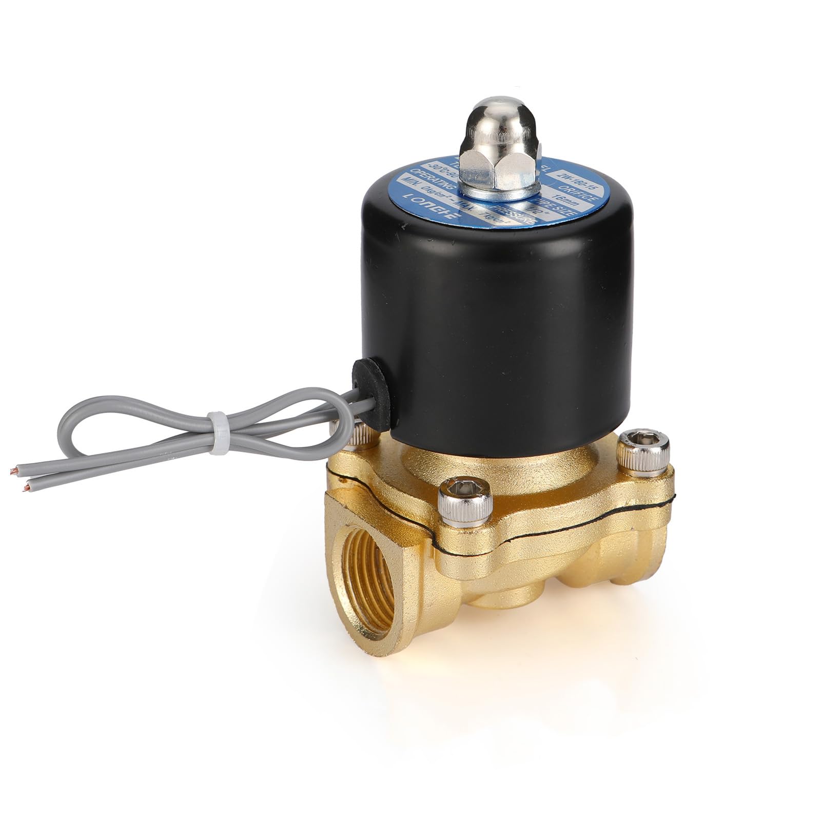 Électrovanne normalement fermé 1/2 NPT laiton DC12V étanche pour tuyau air eau