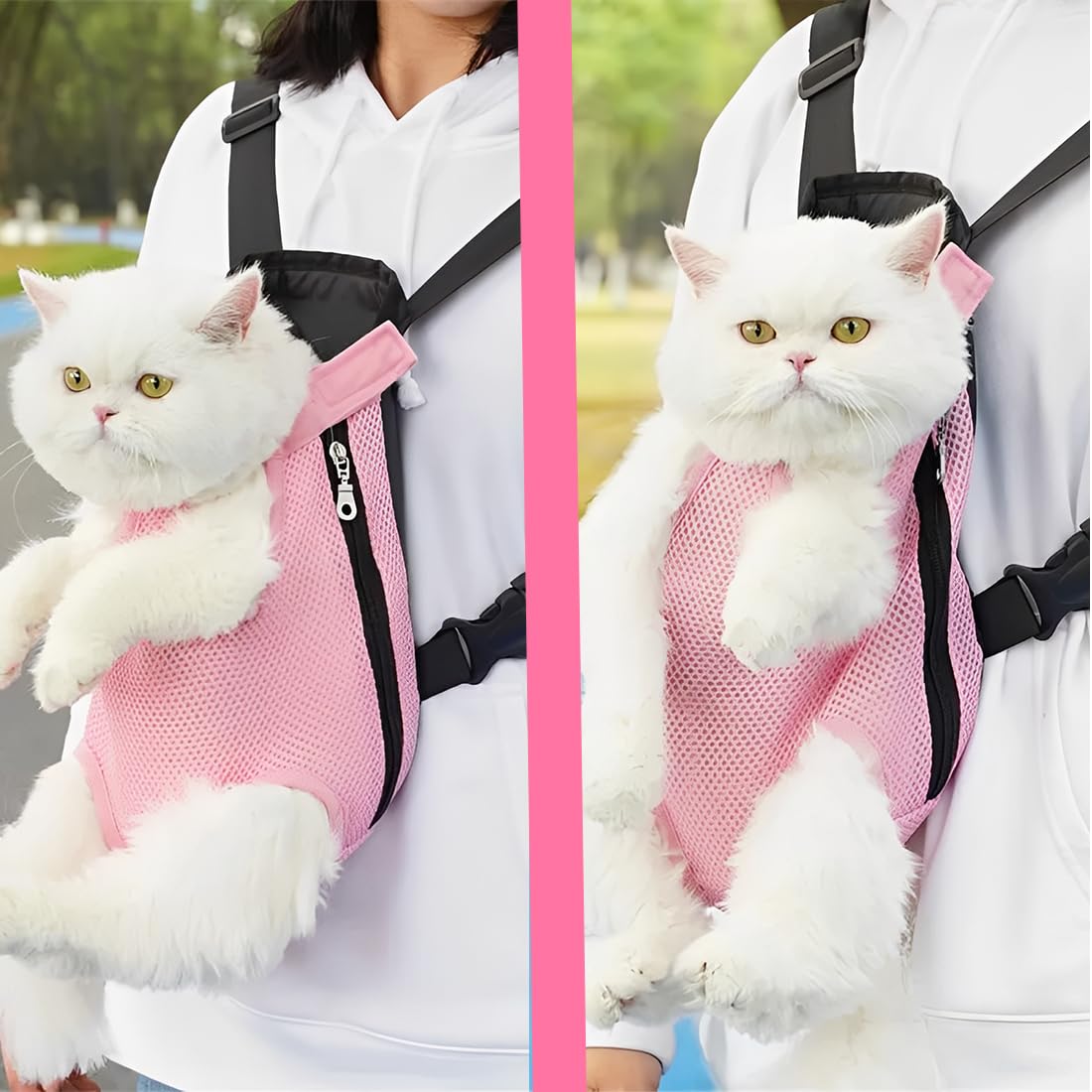 Borsa Viaggio Cane Gatto Traspirante Marsupio Regolabile Zaino Passeggio Gatti Cani Attività All'aperto Rosa