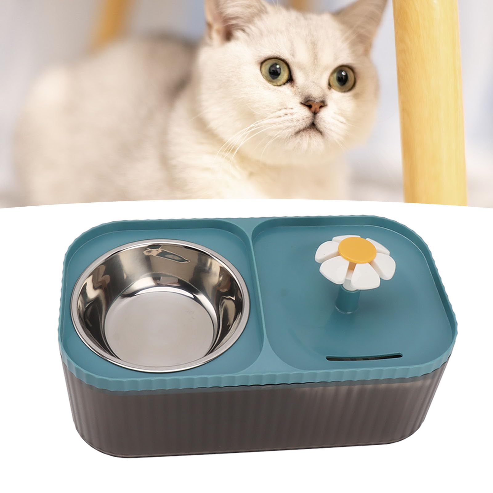 Bonpaw 2-in-1 Futterstation Für Katzen & Kleintiere – Mit Katzenohren-Design, Rutschfest & BPA-frei – In Pastellgelb Oder -blau