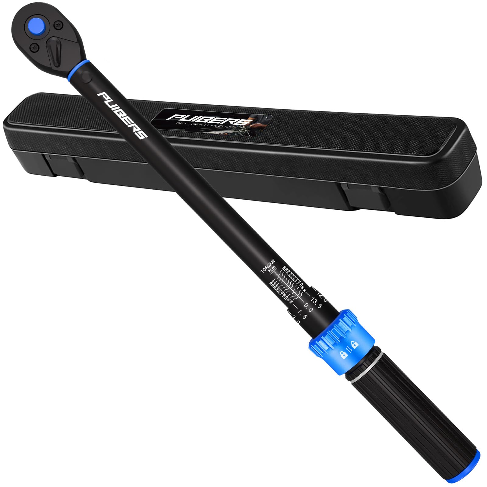 PUIBERS 1/2 Inch Drive Torque Wrench, 50-350 Nm, 72-Tooth, ±3% Accuracy