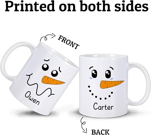 Miniatura 5 de Taza de cacao caliente personalizada, tazas de café de Navidad con nombre personalizado, taza de chocolate caliente para niños, linda taza de cara