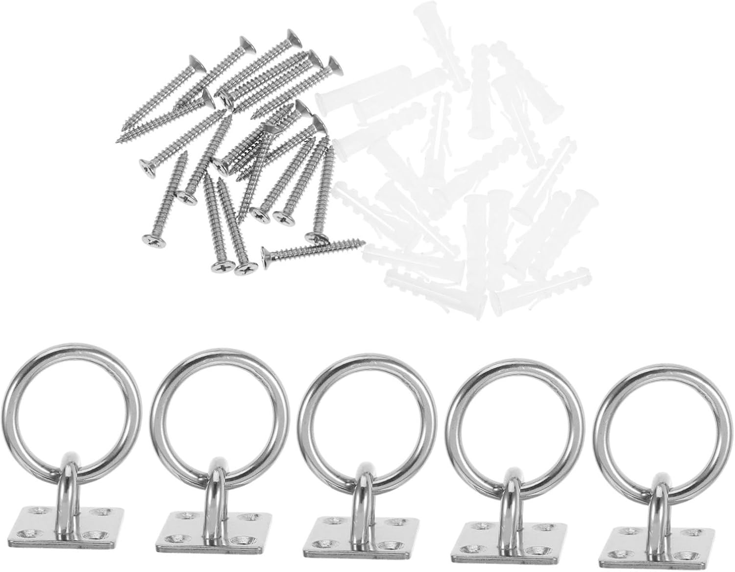Ciieeo 5pcs Stainless Steel Hook Plate Heavy Duty Ceiling and Wall Mount Hooks Marine Grade Hanger with Screws for Boat Outdoor and Indoor Use Silver