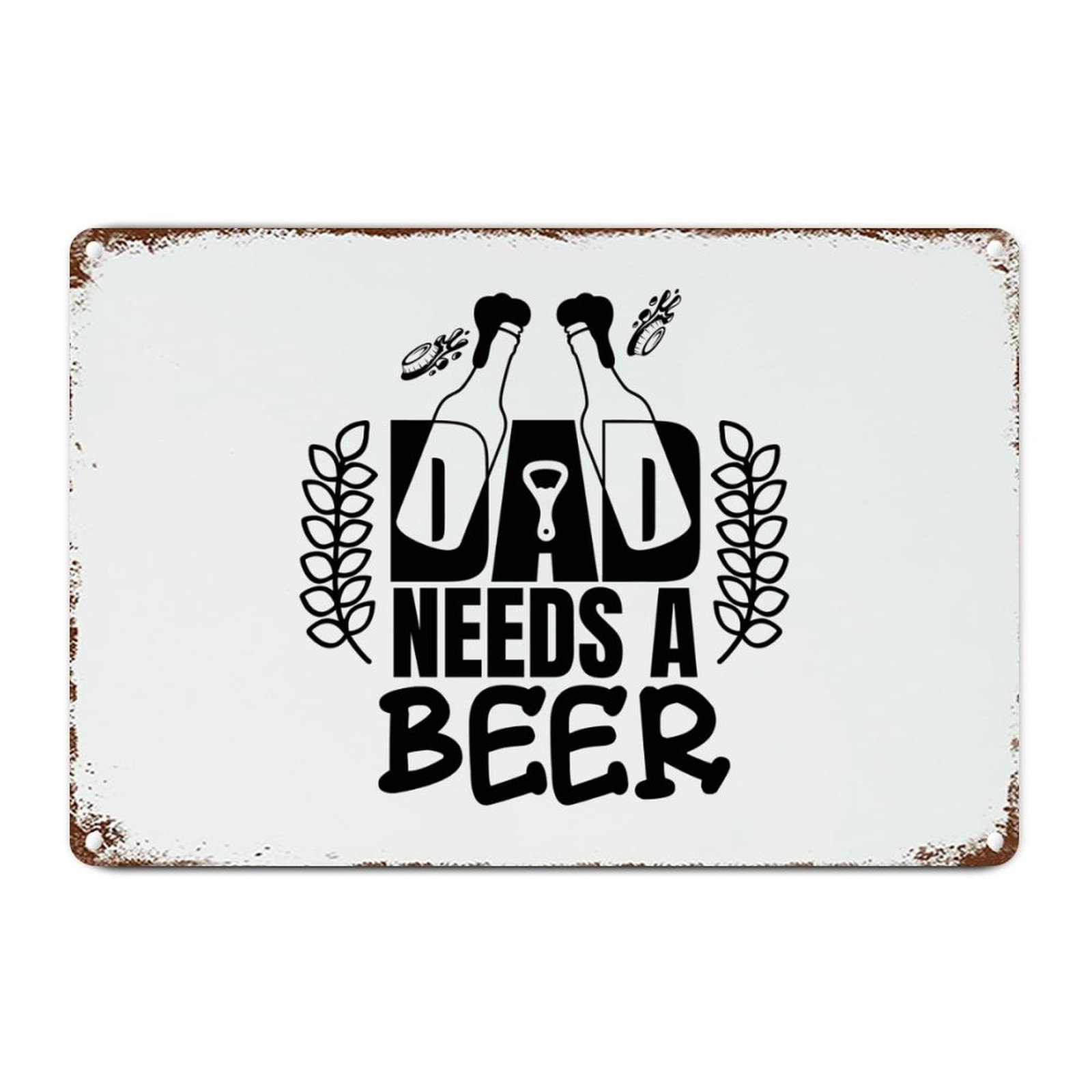 ENEDNATE Vintage Man Cave Aluminum Tin Metal Sign 8x12 Inch Dad Needs A Beer Retro Street Metal Signs for Indoor Outdoor Garden Patio Yard Cafe Pub Home Decor