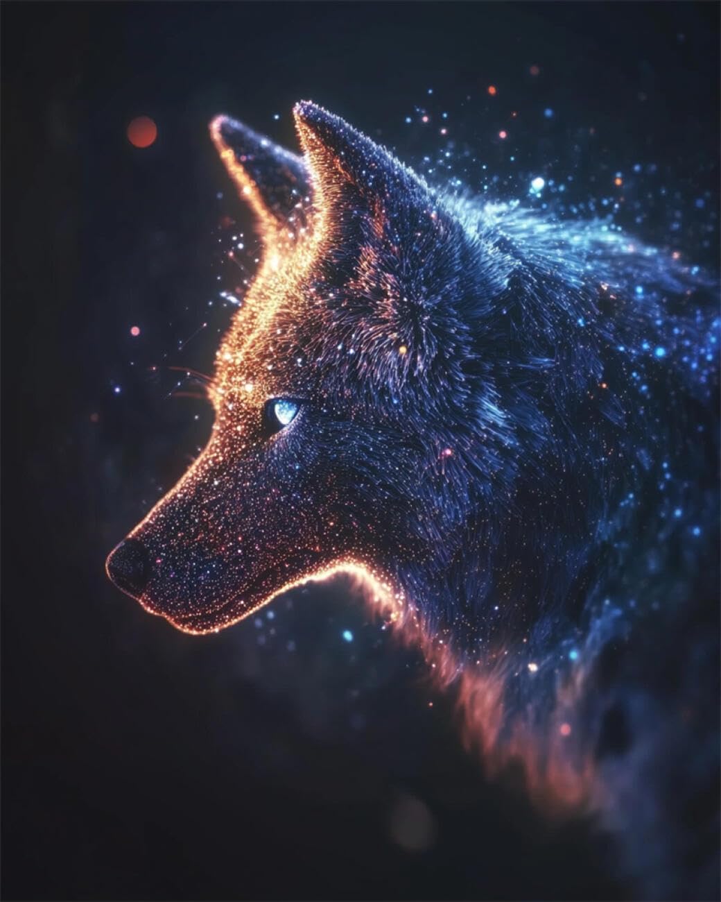 RKFLGEW DIY Bead Embroidery Kit Wolf Portrait 30x40cm