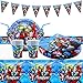 52 Pezzi Set Stoviglie per Feste Kit Festa Compleanno con Avengers Supereroe Includere Piatti e Bicchieri Tovaglioli Cannucce Tovaglie Striscioni per Decorazioni Festa Compleanno per 10 Bambini