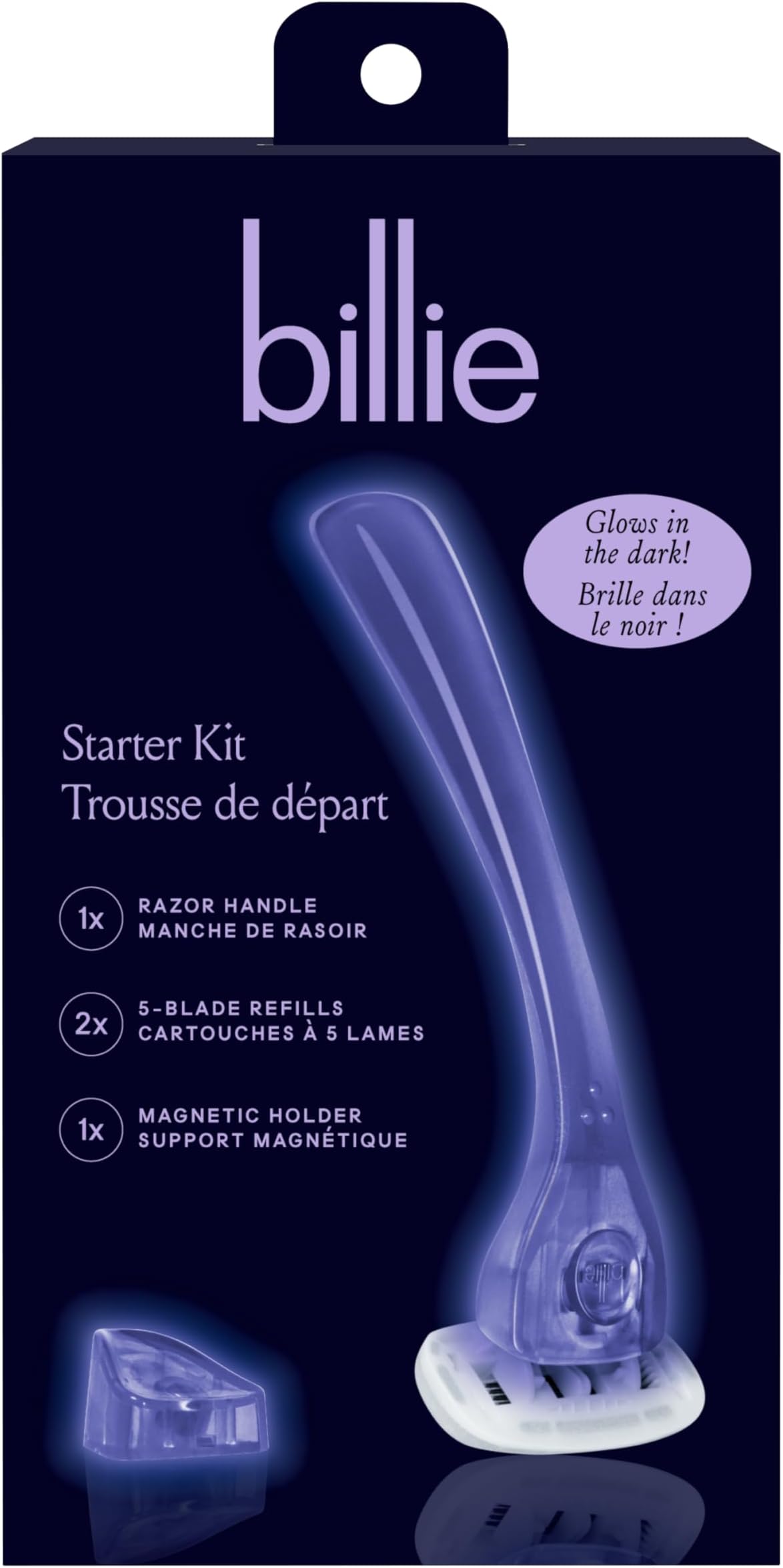 Billie Razors for Women Shave Kit – Women’s Razor + 2 x 5-Blade Razor Refills + Magnetic Holder – Moonbeam