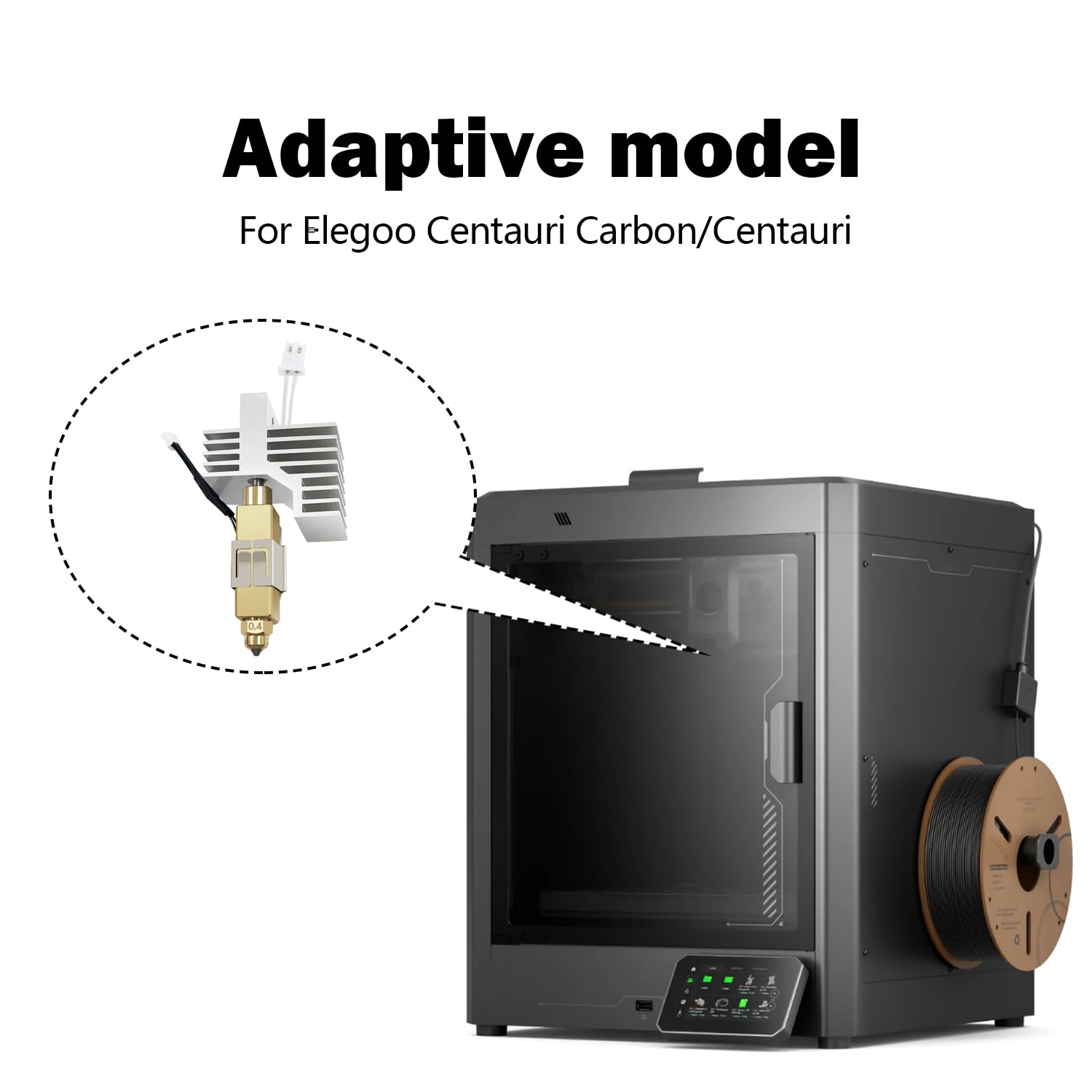 ulepszony ceramiczny Hotend do głowicy drukującej Elegoo Centauri Carbon, wytłaczarka Hot End z 0,4 mm hartowaną stalowa dyszą, radiator, element grzejny dla akcesoriów do drukarki 3D