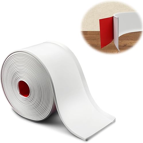 SHOWMEMY Base de vinilo para pared de zócalo, moldura de base de pared de goma autoadhesiva, moldura de zócalo flexible, base de pared para despegar
