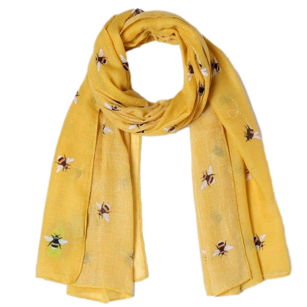 Purple Possum® Bee Scarf Bumble Bee Print Ladies Yellow Eco Wrap Large Shawl